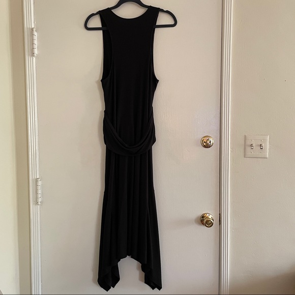 Black slim ribbed cotton dress Anthropologie - Picture 3 of 5